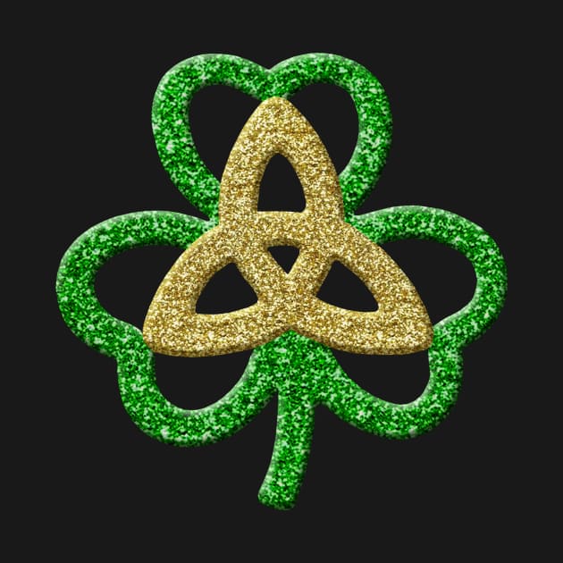 Green Gold Faux Glitter Shamrock And Trinity Knot by Atteestude