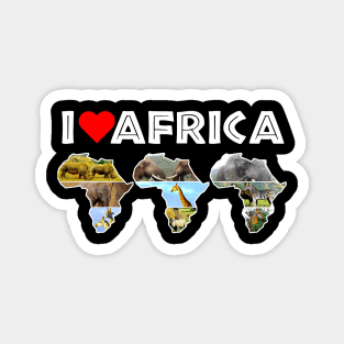 I Love Africa Wildlife Collage Map Trio Magnet