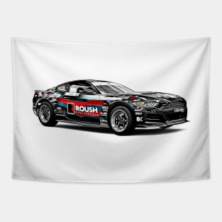 Mustang Drift Cartoon Tapestry