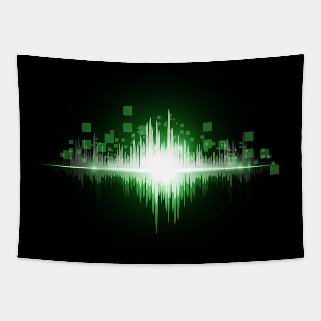 Sound Engineer Green Audio Waveform Tapestry by paola.illustrations