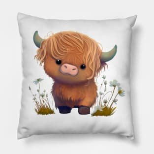 Highland Cow Cute Brown Fluffy Pillow