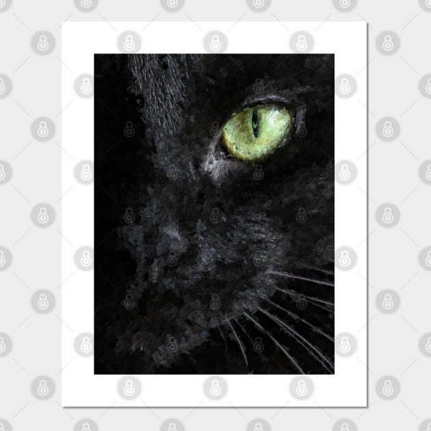 Black Cat Green Eyes Paint Black Cat Green Eyes Paint Posters