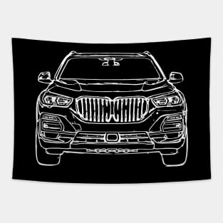 White X5 M50d F15 Car Sketch Art Tapestry