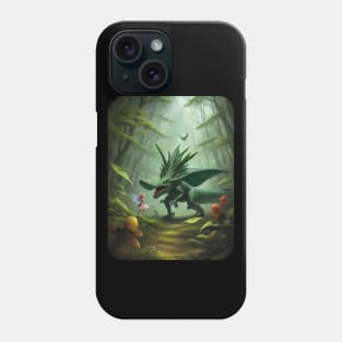 Fairy and Dinosaur meet up in the Forest, Phone Case