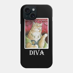 The Cat Singer - Diva Quote - White Outlined Version Phone Case