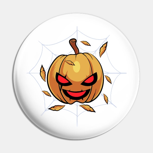 Pumpkin on spider web Pin by DionArts