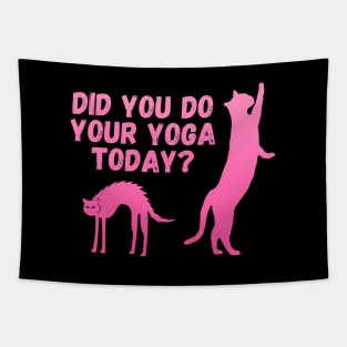 Did you do your yoga today? | Cat stretching design Tapestry