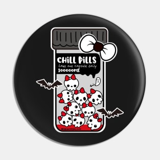 chill pills cute skull cartoon Pin