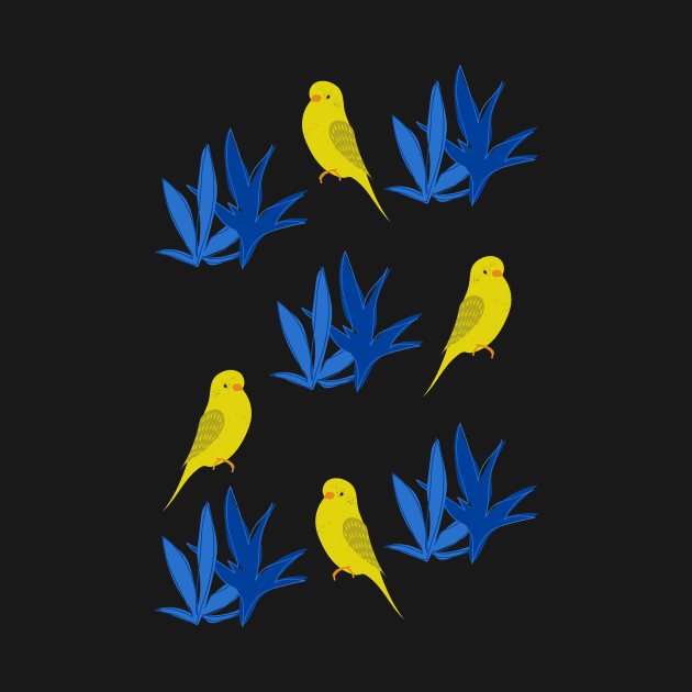 Yellow bird Parrot Pattern by PedaDesign