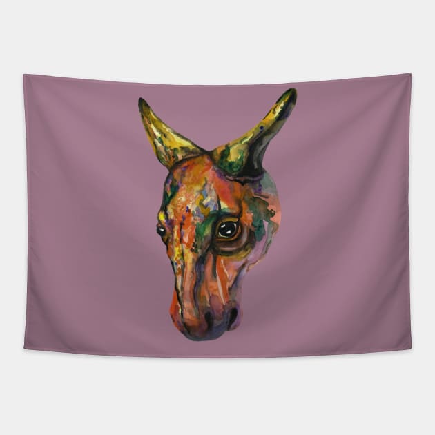 Watercolor cow head Tapestry by deadblackpony