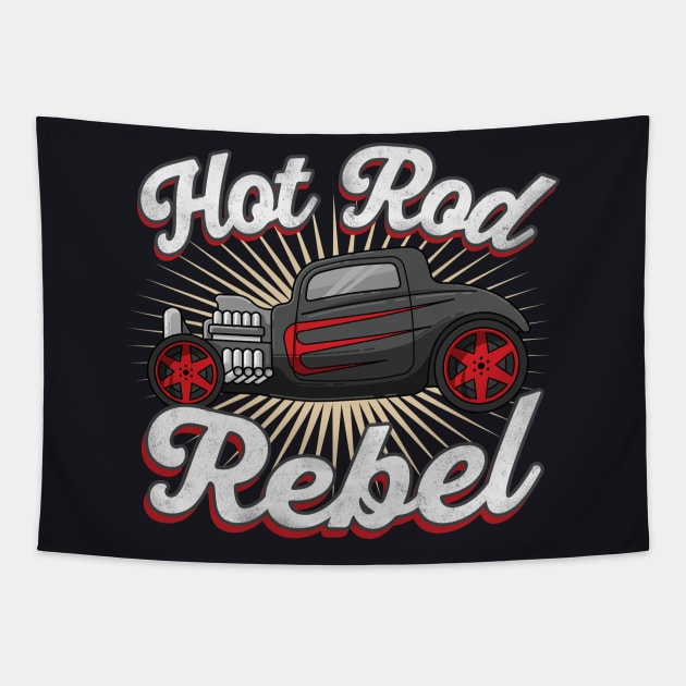 Hot Rod Rebel retro Car Tapestry by Foxxy Merch