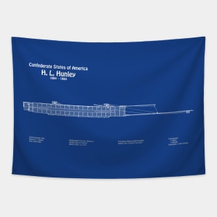 H. L. Hunley submarine. Blueprint plans - ABDpng Tapestry