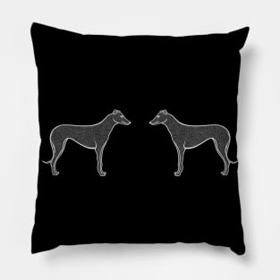 Greyhounds in Love - black and white detailed dog design Pillow