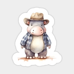 Hippopotamus Wearing a Cowboy Hat Magnet