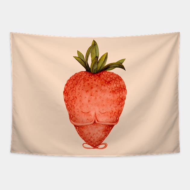 strawberry yoga Tapestry by KindSpirits