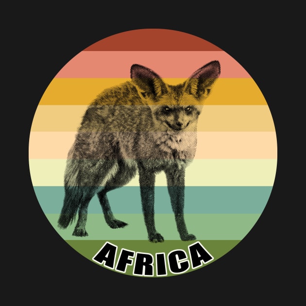Bat-eared Fox on Vintage Retro Africa Sunset by scotch