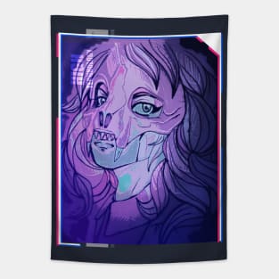 Girl with skull face Tapestry