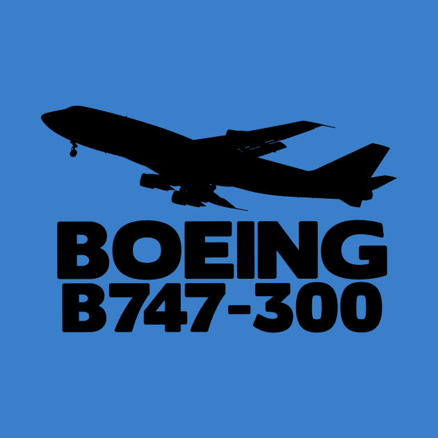 Boeing B747-300 Silhouette Print (Black) by TheArtofFlying