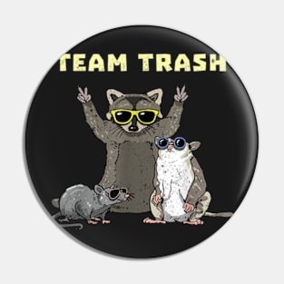 Team Trash Opossum Raccoon Rat, Funny Animals Garbage Gang Pin