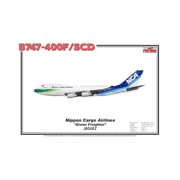 Boeing B747-400F/SCD - Nippon Cargo Airlines "Green Freighter" (Art Print) by TheArtofFlying