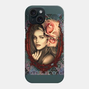 Antique Vintage Artwork Roses and Beautiful Girl Phone Case