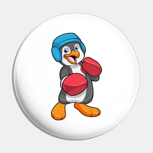 Penguin at Boxing with Boxing gloves & Helmet Pin