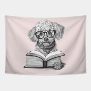 Poodle reading book Tapestry