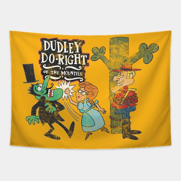 Dudley Do Right, Nell and Snidely Whiplash -Distressed, Authentic Tapestry by offsetvinylfilm