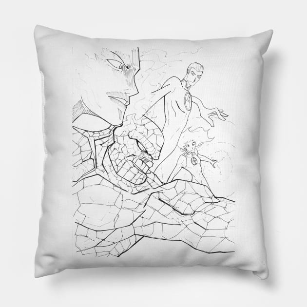 Fantastic Four Sketch Pillow by jorge_lebeau