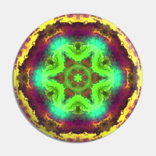 Psychedelic Hippie Green Yellow and Purple Pin