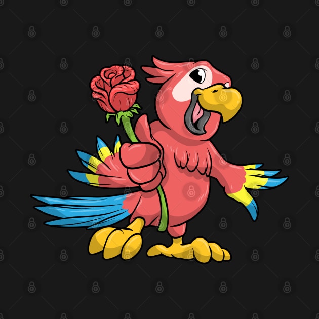 Parrot with yellow Beak and red Rose by Markus Schnabel