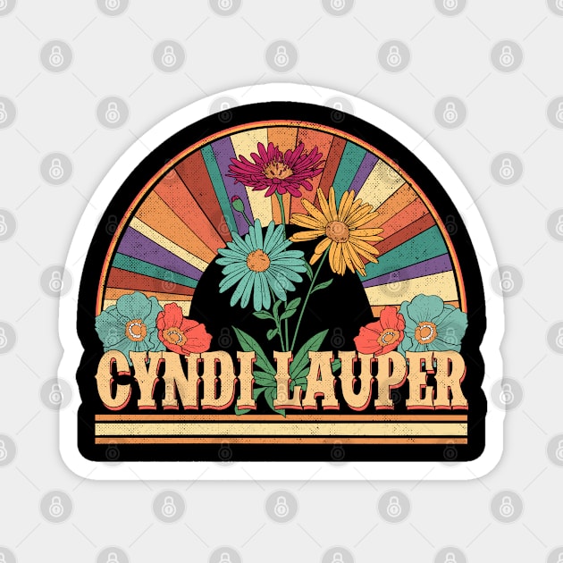 Cyndi Flowers Name Lauper Personalized Gifts Retro Style Magnet by Roza Wolfwings