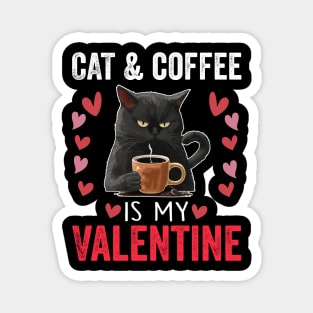 Cat & Coffee Valentine - Cute Cat Lover and Coffee Enthusiast Valentine's Day Design Magnet
