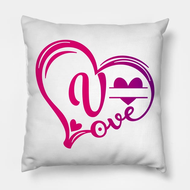 letter v monogram in the shape of love Pillow by Candy Store