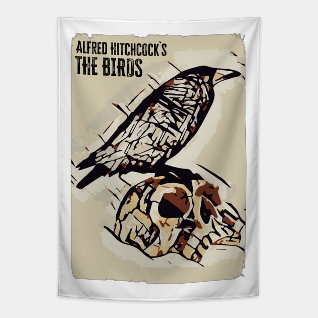 The Birds movie by Alfred Hitchcock / Alternate movie poster / Custom fan art Tapestry by Naumovski