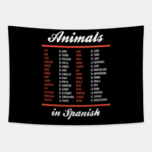 Animals In Spanish - Spanish Language Cheatsheet Tapestry