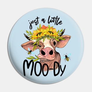 Moody Heifer With Sunflowers Pin