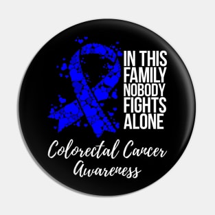 Family Support Dark Blue Ribbon Colorectal Cancer Awareness Pin