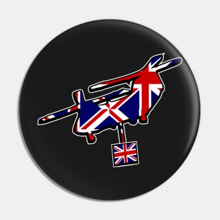 Lifting CH-47 Chinook Helicopter UK British Flag Pin