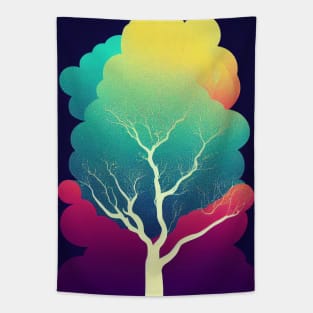 Vibrant Colored Whimsical Minimalist Lonely Tree - Abstract Minimalist Bright Colorful Nature Poster Art of a Leafless Branches Tapestry