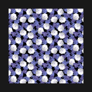 Moonflowers - lavender on black T-Shirt