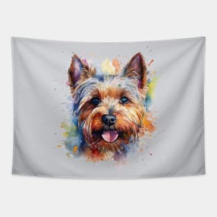 Yorkie Yorkshire Terrier Bright Watercolor Painting Tapestry