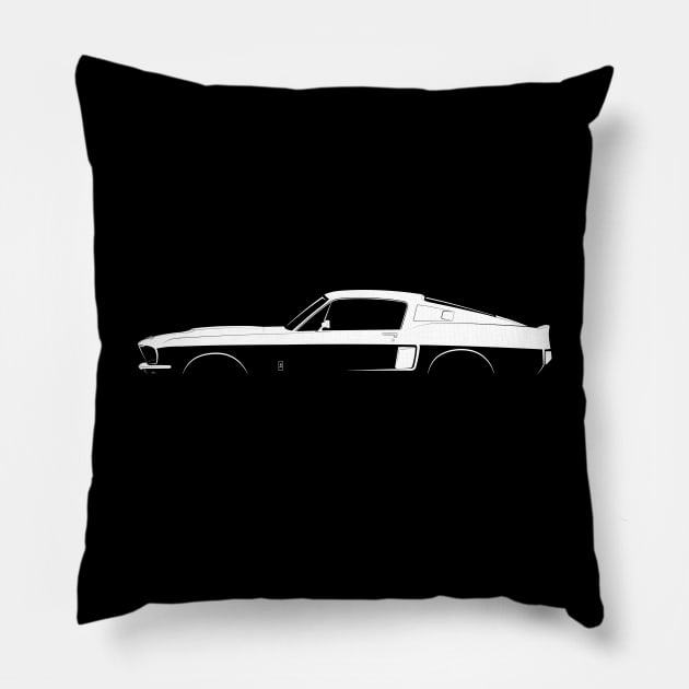 Ford Mustang Shelby GT500 (1967) Silhouette Pillow by Car-Silhouettes