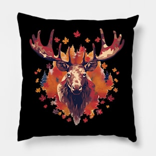 Moose with Maple leafs Canada Pillow