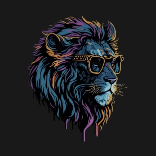 Watercolor lion cool eyeglasses T-Shirt