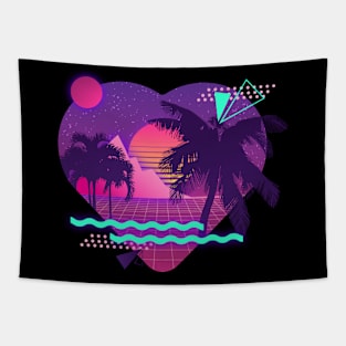 Synthwave Heart Tapestry