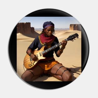 electric guitar touareg player in the desert landescape music heavy metal Pin