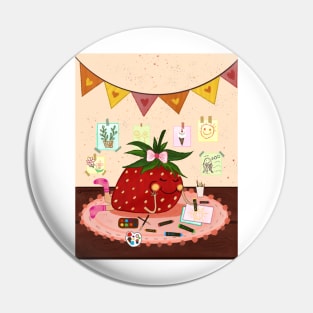 Strawberry artist girl Pin