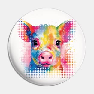 Vibrant Watercolor Pig Pin