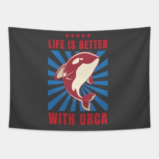 Life is better with orca Tapestry